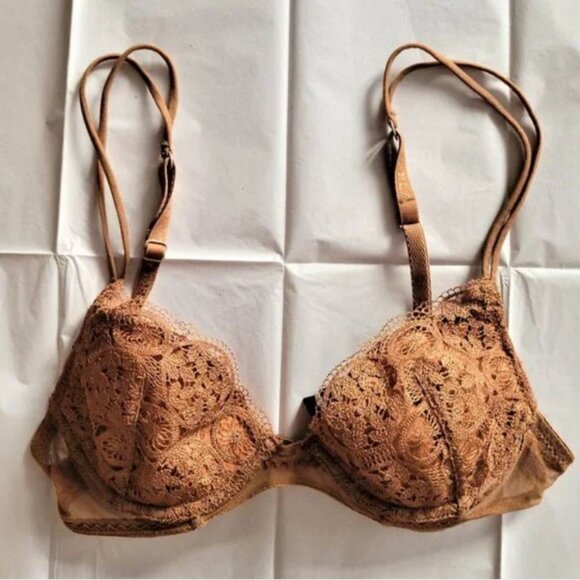 La Perla Golden Brown Lace Bra - SZ 1/US 32A - Picture 1 of 4